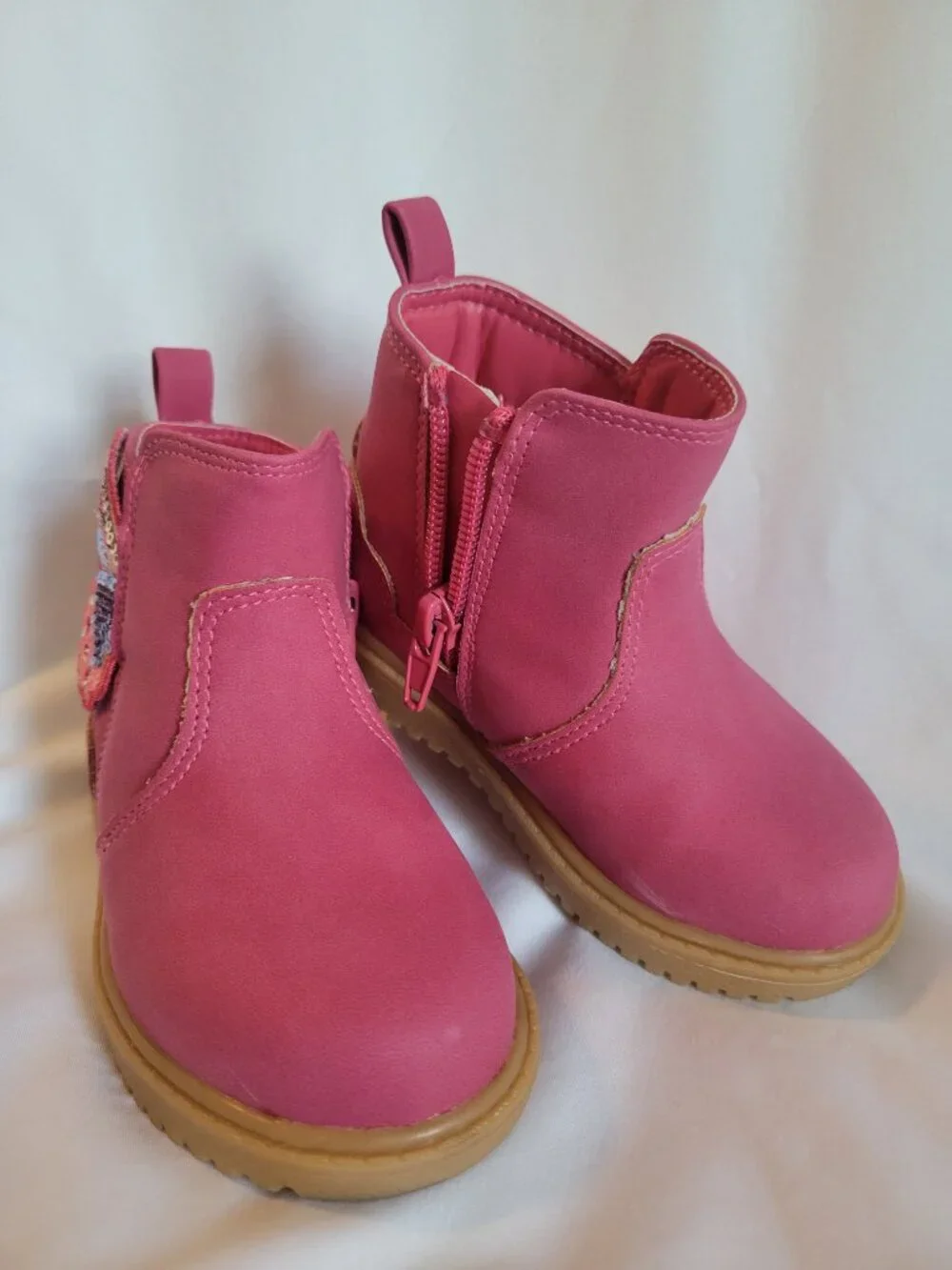 Sugar Kids Boots Girls Size 6 M Pink Butterfly Sequin Zipper Toddler Ankle EUC